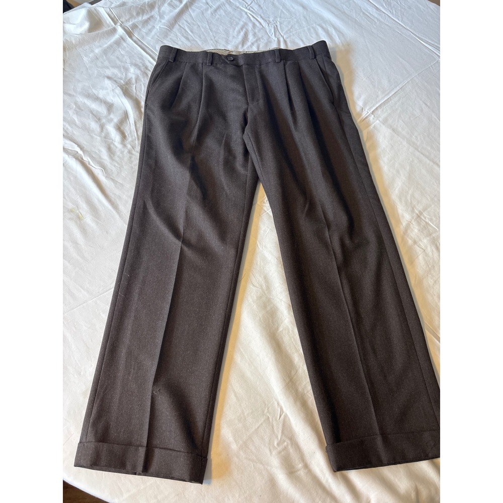 Lauren Ralph Lauren Pleated Dress Pants Mens 36x29 Brown  100 %wool